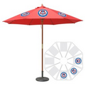 9' Round Wood Umbrella with 8 Ribs, Full-Color Thermal Imprint, 3 Locations
